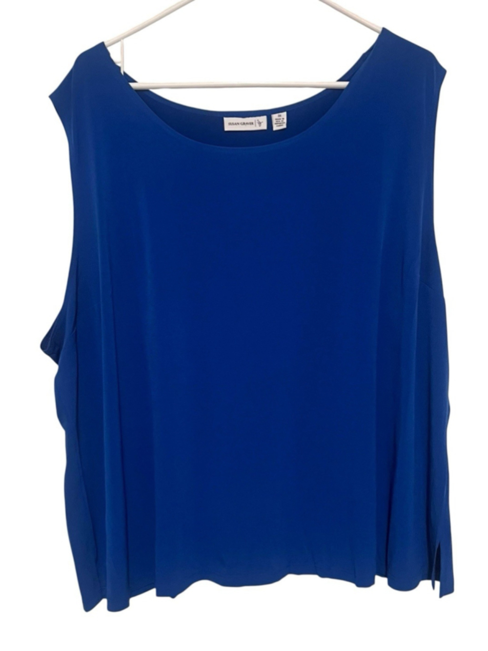 Susan Graver Liquid Knit Sleeveless Top Women’s 3X Blue Tank Layering Stretch